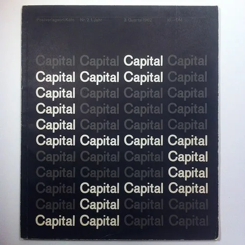 A black cover where the word "Capital" repeats in rows, some white and some fading to dark grey.